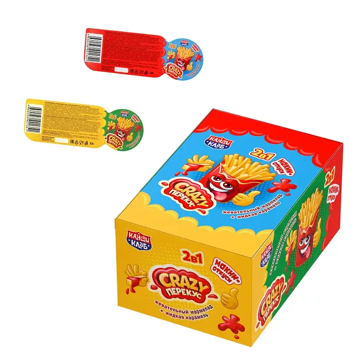Жевательный мармелад «Crazy перекус» с жидкой карамелью 15г/30шт/Candy Club