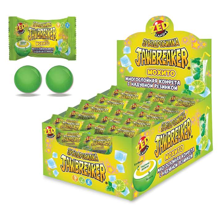 КТ93696 Зубодробилка Мохито конфета с надувной резинкой 14,6г/50шт/Конфитой
