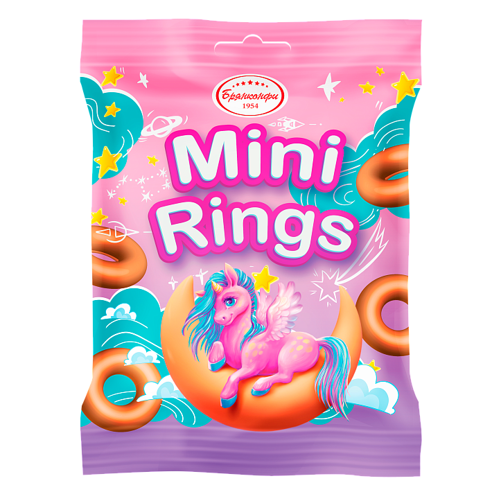 Сушки "Mini Rings" розовые 60г/18шт/Брянконфи