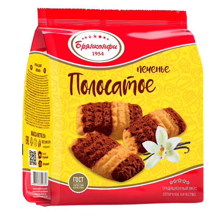 Печенье сдобное "Полосатое" 250г/Брянконфи
