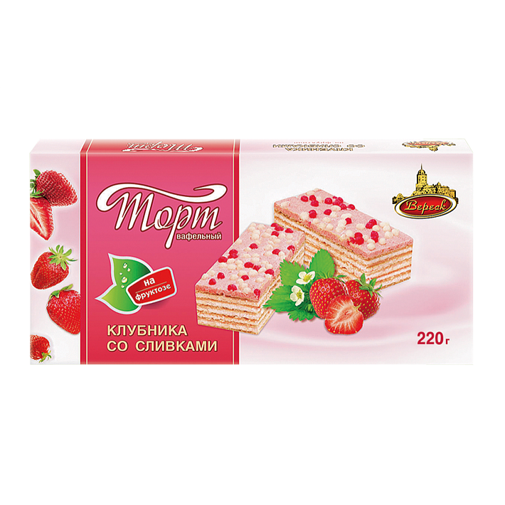 Торт "Клубника со сливками" на фруктозе 220г/Вереск