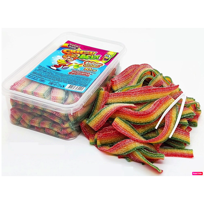 Жевательный мармелад в кислой обсыпке «Crazy Gummy Crazy Belt» Тутти-Фрутти 10г/150шт/Candu Club