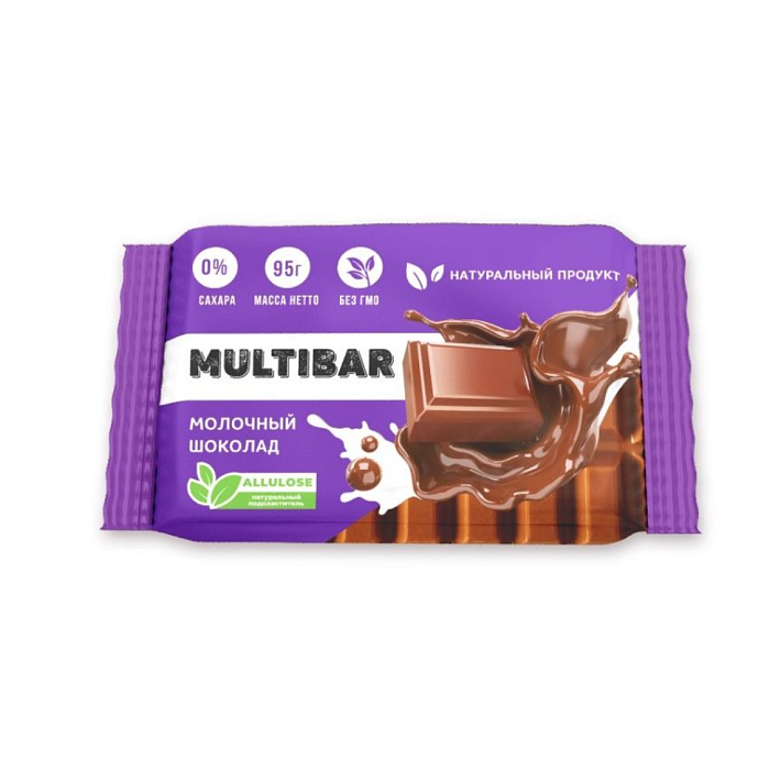 Шоколад "Multibar" молочный без сахара 95г/ФинТур