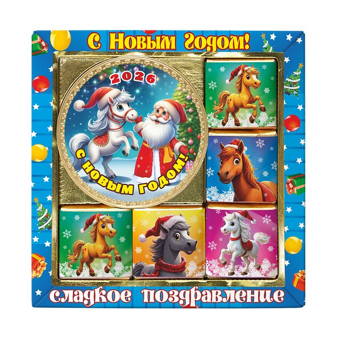 Набор из шоколадок и медали "Веселые Лошадки" 50г/Шоколадный Дом
