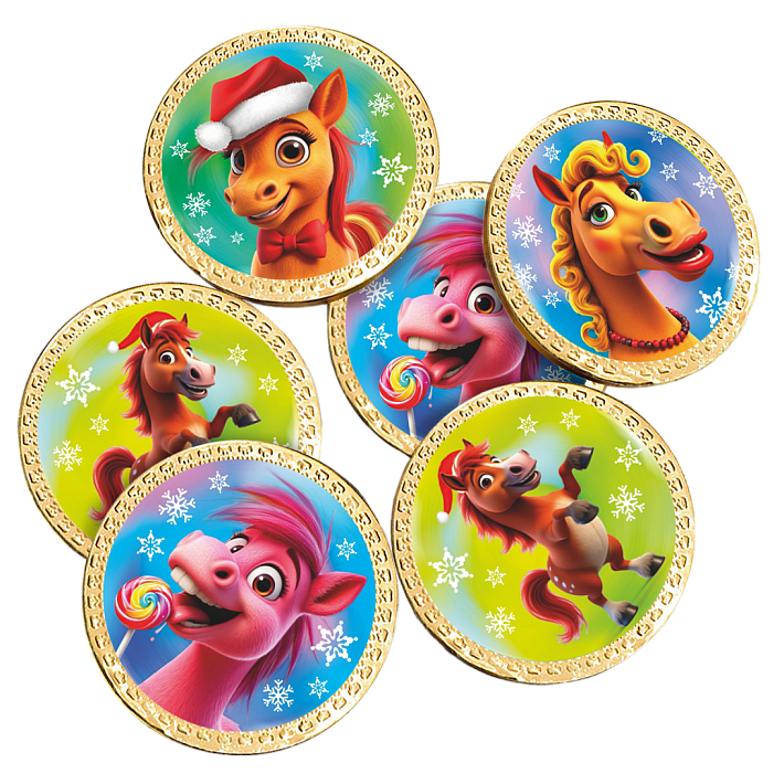 Шоколадное изделие "Монета Лошадка" 6г/100шт/Шоколадный Дом