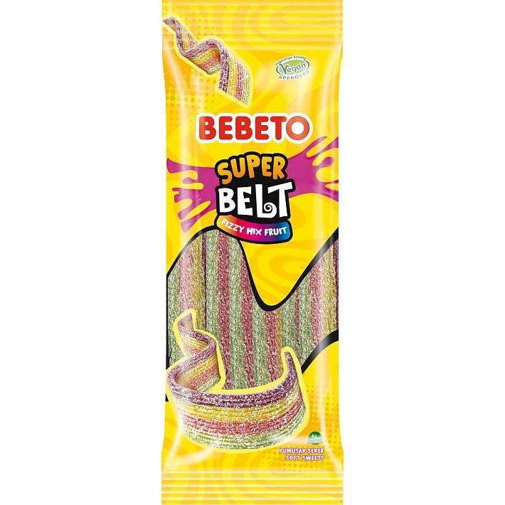 Жевательный мармелад "SUPER BELT FIZZY MIX FRUIT" вкус Тутти-Фрутти 75г/12 шт/Bebeto