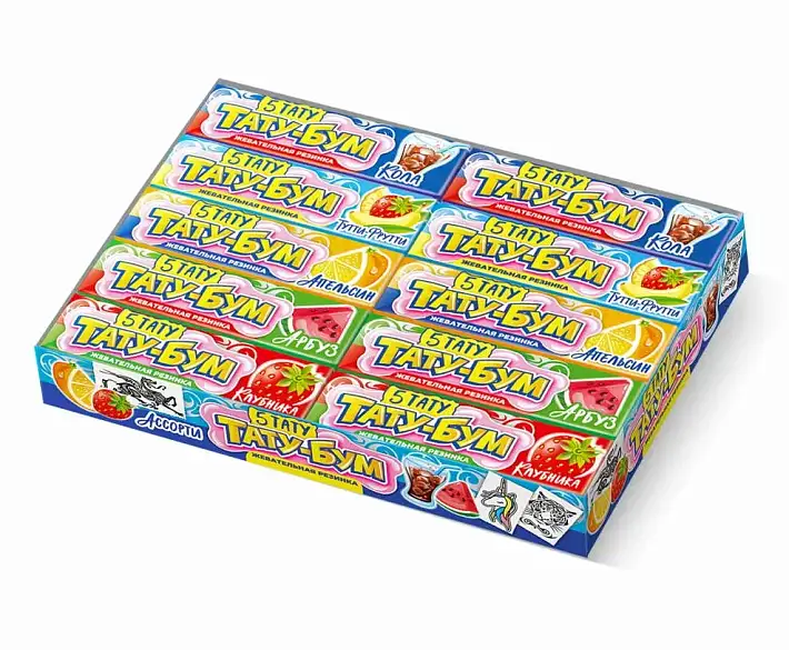 Жевательная резинка "ТАТУ-БУМ" с тату Ассорти 12,5г/20шт/Канди Клаб
