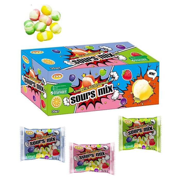 Конфета воздушный "SOURS MIX ZVN" 5г/30ш/Candy Club