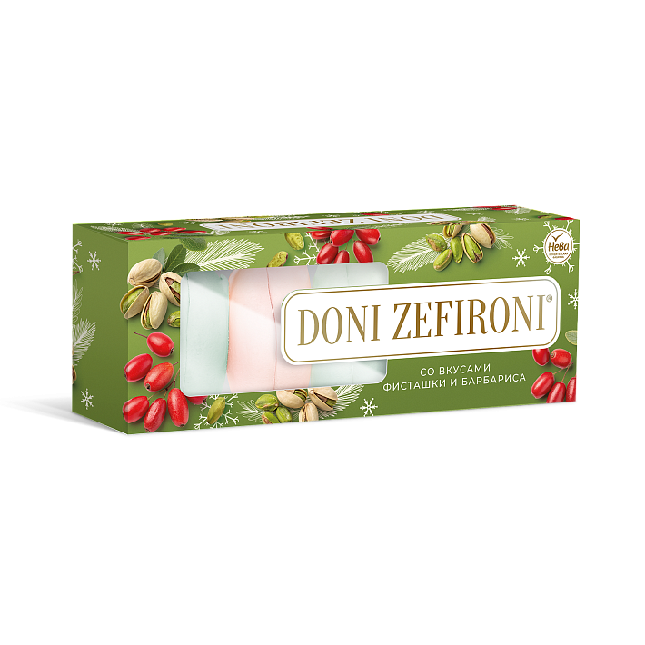 Зефир "DONI ZEFIRONI" со вкусом Фисташки и Барбариса НГ 210г/Нева КФ