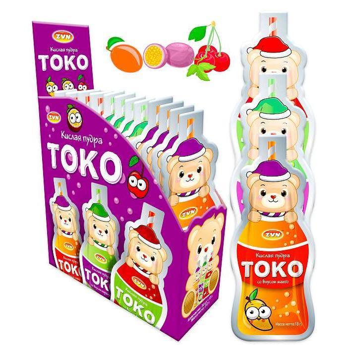 Кислая пудра «Токо» со вкусом Вишни, Манго и Маракуйи ZVN 13г/24шт/Candy Club