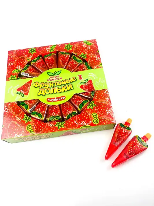 Десерт желейный "Фруктовые дольки" Клубника 50г/30шт/Канди Клаб