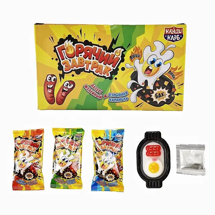 Десерт желейный «Горячий Завтрак» со взрывной карамелью 24г/30шт/Candy Club