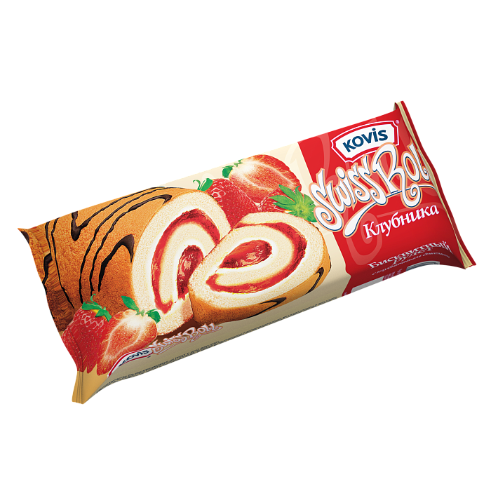 Рулет бисквитный "Kovis" Клубника 175г/Раменский КК