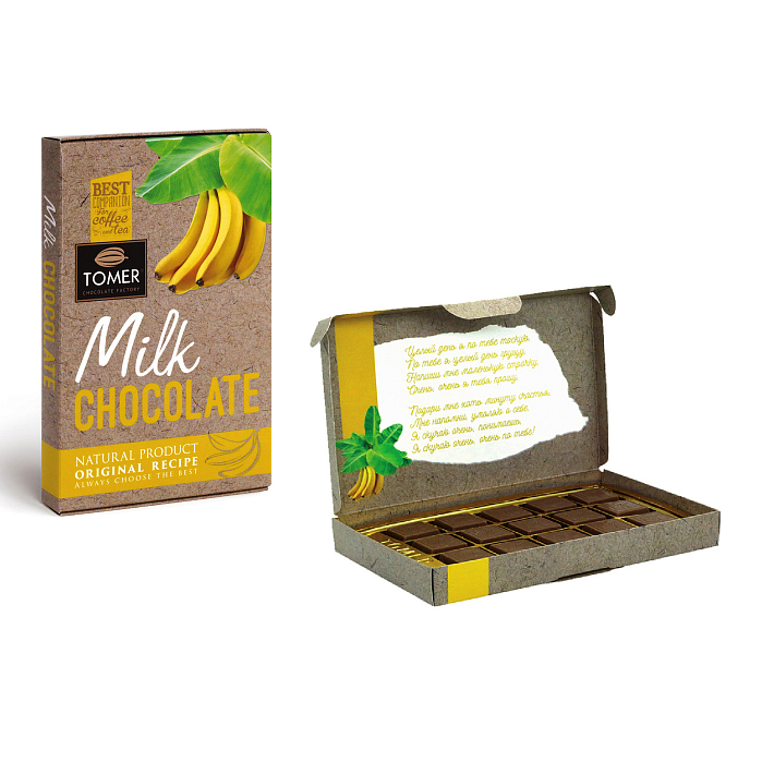 Шоколад "Томер" молочный с Бананом  90г/Томер