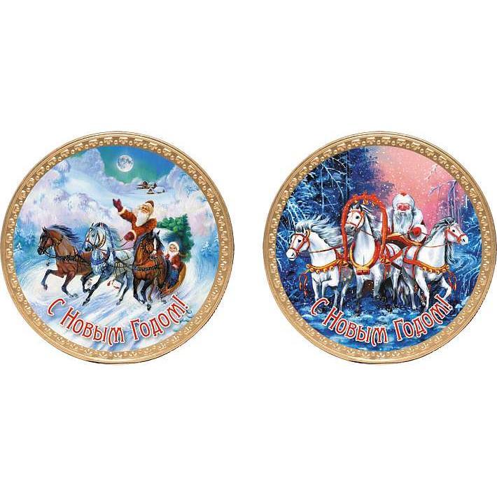 Шоколадная медаль "Русская Тройка" 25г/24шт/Шоколадный Дом