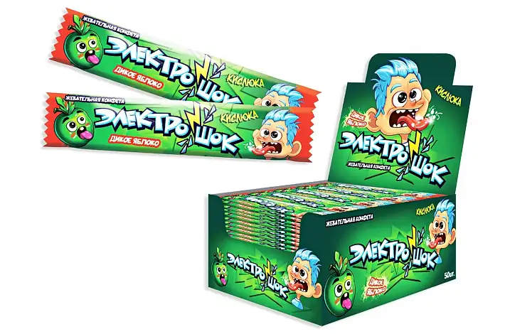 Жевательная конфета "Электрошок" Яблоко 20г/50шт/ТД Холодок