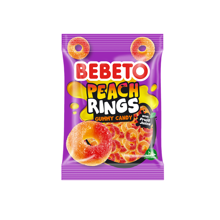 Мармелад жевательный "PEACH RINGS" 80г/12шт/Bebeto
