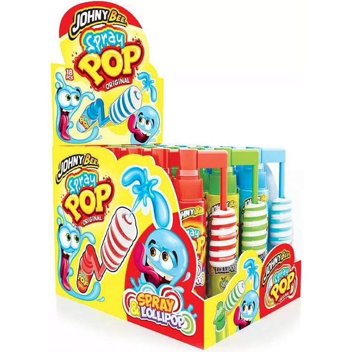Жидкая конфета и леденец "Spray Pop" Johny Bee 25г/18шт/КенигТрейд