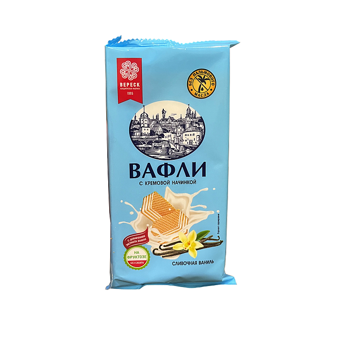 Вафли "Сливочная ваниль" на фруктозе с начинкой 100г/Вереск