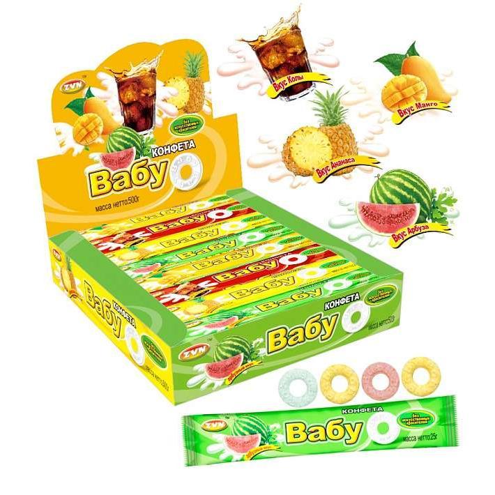 Прессованные конфеты «Вабу» Ананас, Арбуз, Кола, Манго 19,5г/20шт/Candy Club