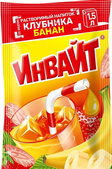 Растворимый напиток "ИНВАЙТ" Клубника-Банан 12г/24шт/Канди Клаб