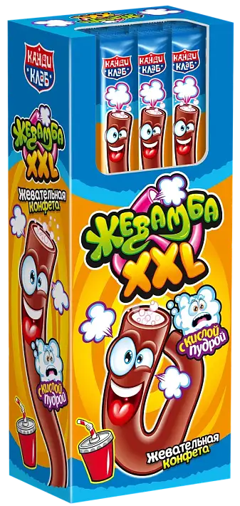 Жевательная конфета с кислой пудрой «Жевамба XXL» со вкусом колы 15г/30шт/Канди Клаб