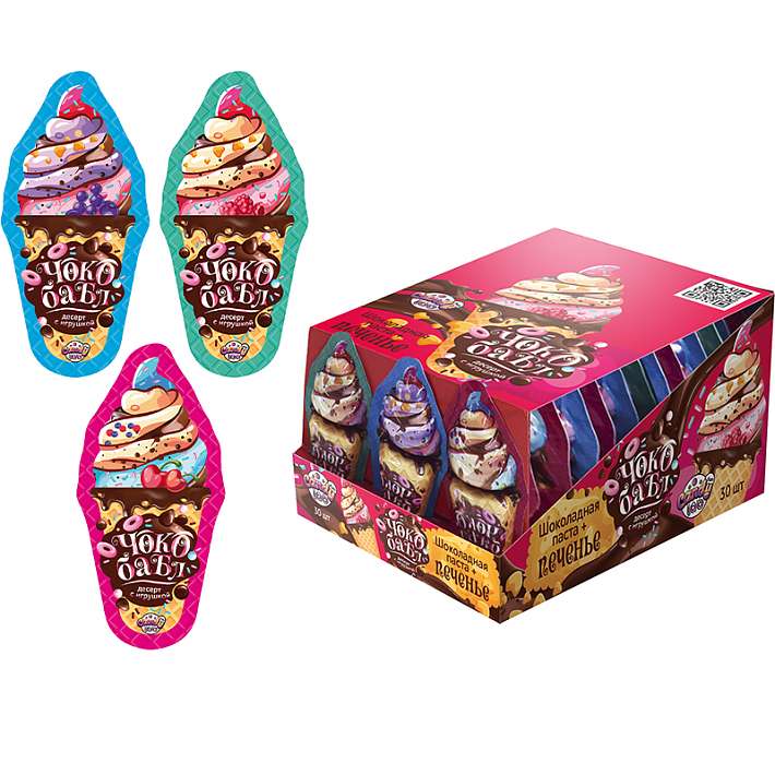 Десертная паста "Чокобабл" с печеньем и игрушкой 7г/30шт/fun Candy lab