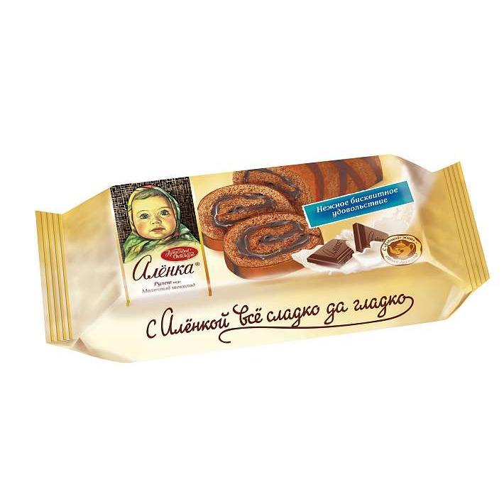 Рулет "Аленка" бисквитный со вкусом молочного шоколада 200г/Красный Октябрь