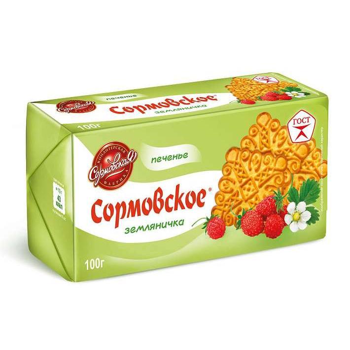 Печенье "Сормовское" Земляничка 100г/Сормовская КФ