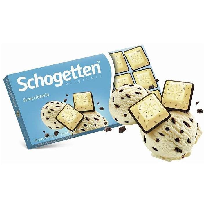 Шоколад "Schogetten Stracciatella" белый с кусочками зёрен какао 100г/Ludwig Schocolade Gmbh