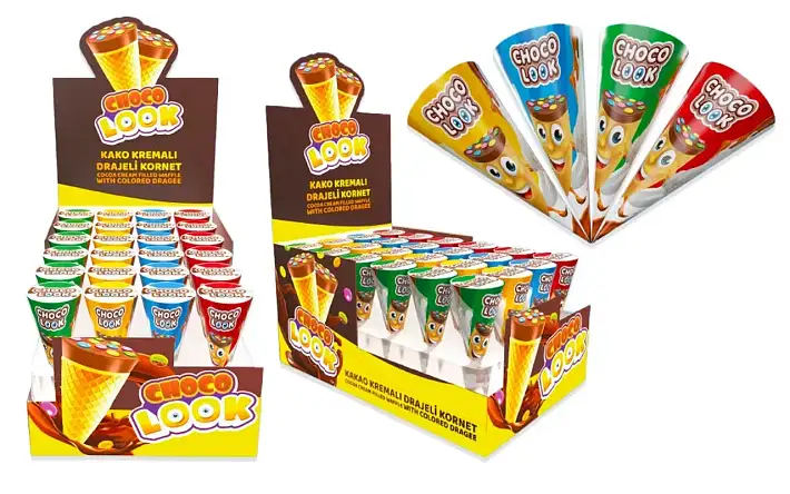 Вафельный рожок "Choco Look" с начинкой 20г/24шт/ТД Холодок