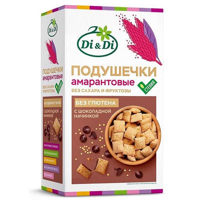 Подушечки "Di&Di" амарантовые с шоколадной начинкой со стевией 250г/Ди энд Ди
