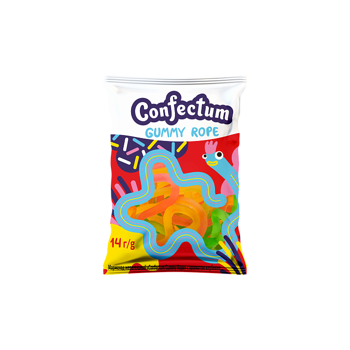 Мармелад жевательный "Gummy Rope" клубника 14г/30шт/Конфектум