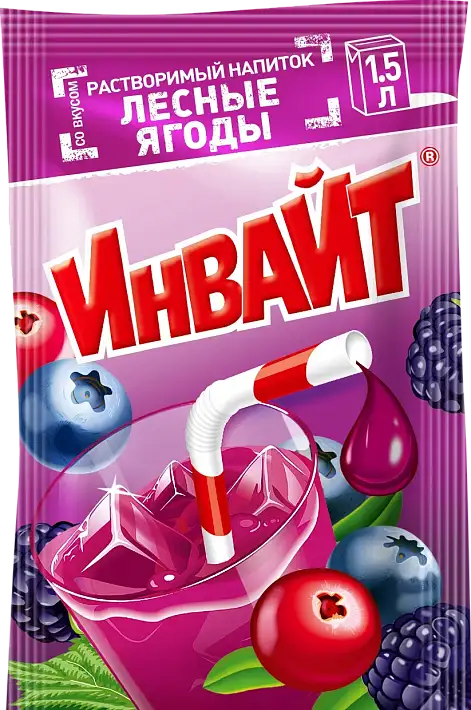 Растворимый напиток "ИНВАЙТ" Лесные ягоды 12г/24шт/Канди Клаб