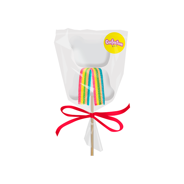 Маршмеллоу "Confectum Marshmallow pops" в форме мишки с мармеладом 26г/12шт/Конфектум