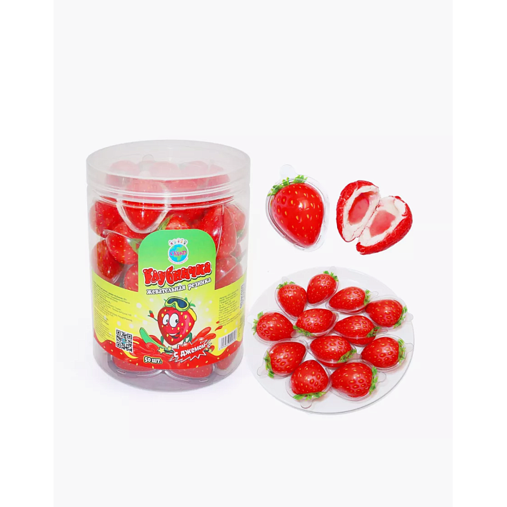 Жевательная резинка "Клубничка" с жидким центром 10г/50шт/Скиф