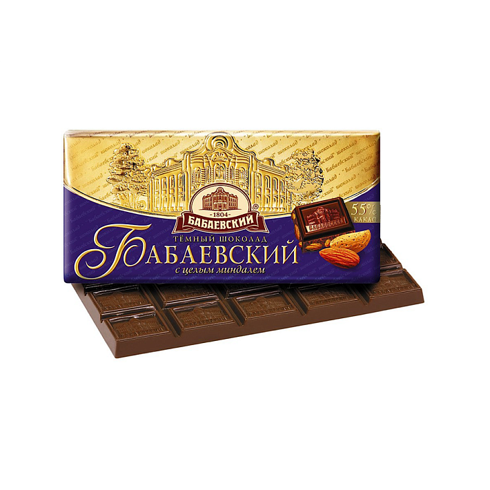 Шоколад "Бабаевский" темный с целым миндалем 56% какао 100г/Бабаевский