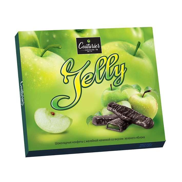 Набор конфет JELLY с желейной начинкой вкус яблока 155г/Шоколадный Кутюрье