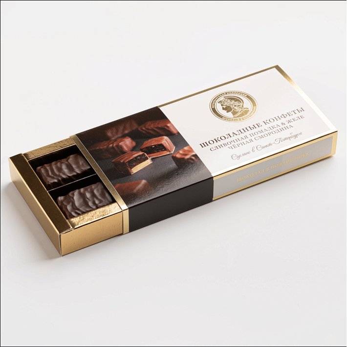 Набор конфет "Сливочная помадка-Желе-Шоколад" Черная смородина 160г/Петербургская коллекция