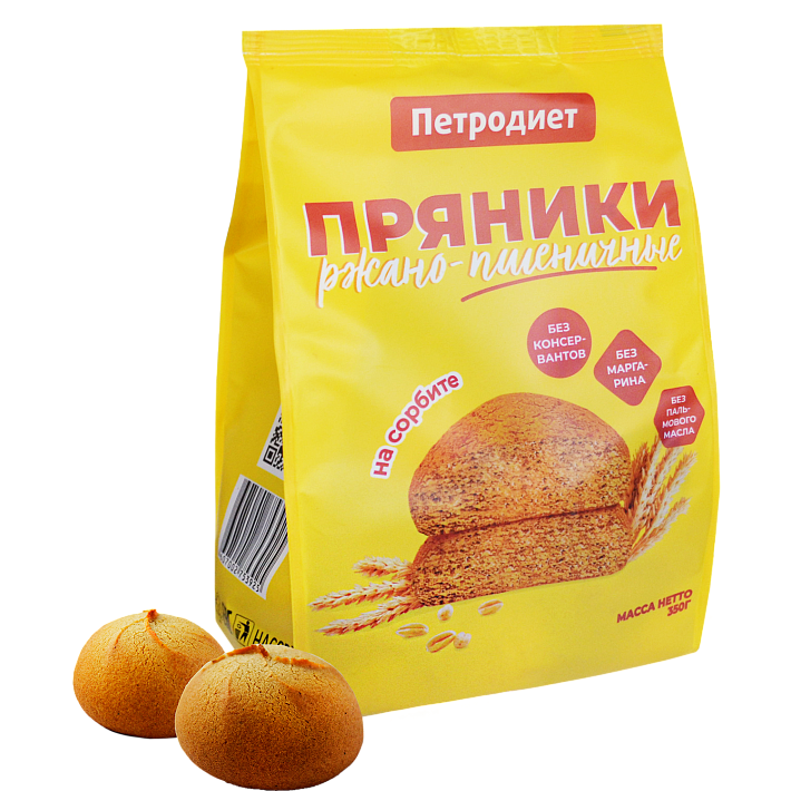 Пряники "Ржано-Пшеничные" на сорбите 350г/Петродиет