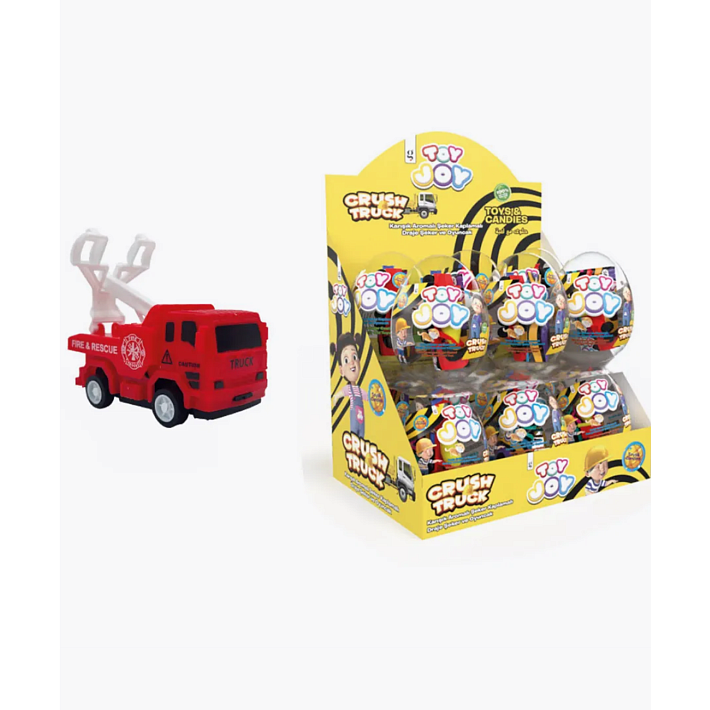 Яйцо "CRASH TRUCK" пластиковое с игрушкой и драже 20г/12шт/Детки-Конфетки