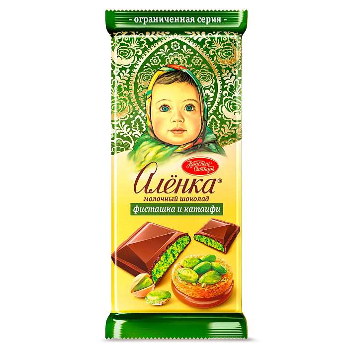 Шоколад "Аленка" Фисташка и Катаифи 87г/Красный Октябрь