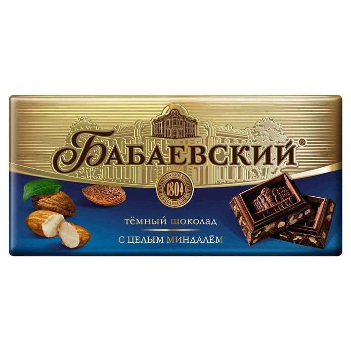 Шоколад "Бабаевский" темный с целым миндалем" 200г/Бабаевский