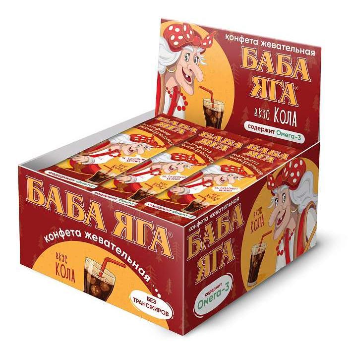 Жевательная конфета "Баба Яга" Кола 11г/48шт/Сладкая сказка