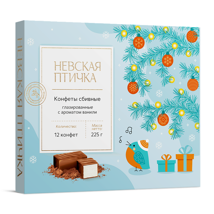 Конфеты "Невская птичка" глазированные с ароматом Ванили НГ 225г/Нева КФ