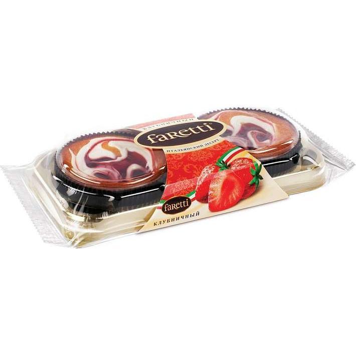 Пирожное Бисквитное "Клубничное" 130 гр/Faretti