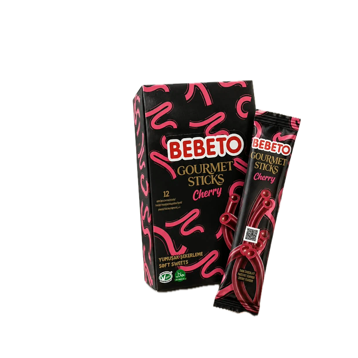 Жевательный мармелад "GOURMET STICKS CHERRY" вкус Вишни, темного шоколада и фундука 65г/12шт/Bebeto