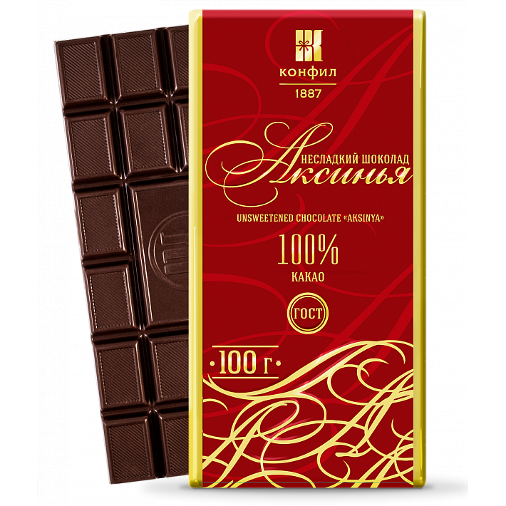Шоколад "Аксинья" горький 100% какао 100г/КОНФИЛ