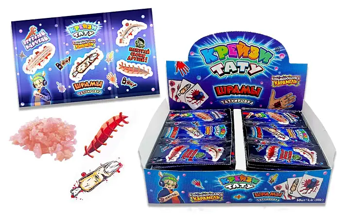 Взрывающаяся карамель "Крейзи Тату" Шрамы 4,8г/30шт/ТД Холодок