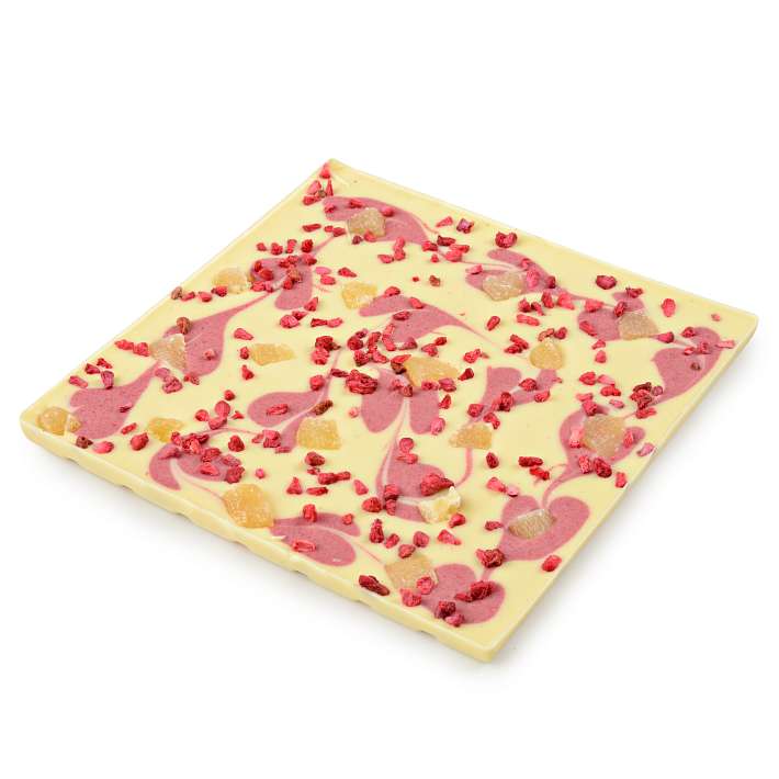 Шоколад "Узорный" белый с Ананасом и Малиной 200г/Шокоделика